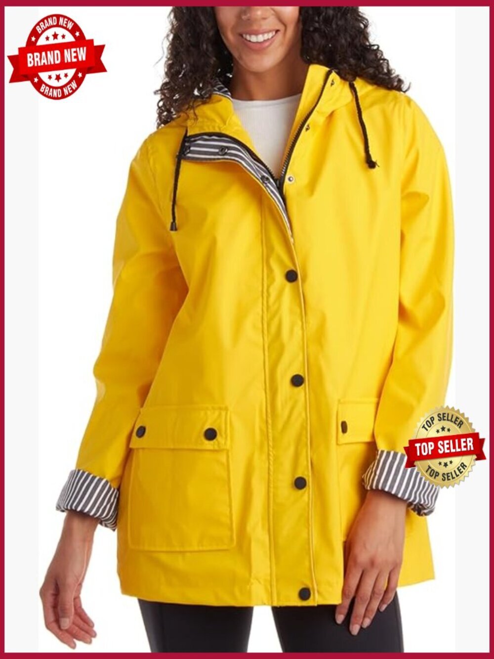 Lightweight Water Resistant Rain Jacket with Hooded Coverage
